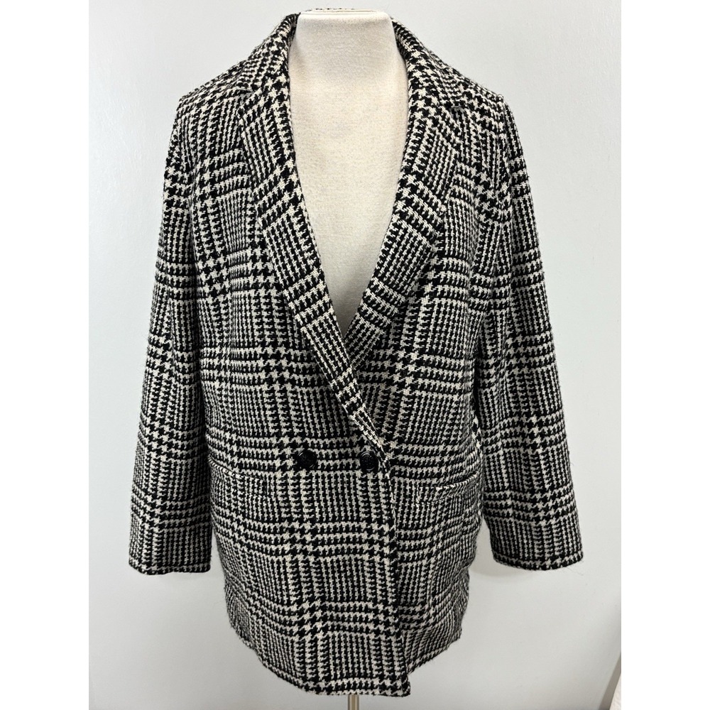 NEW! Talbots Wool Houndstooth Blazer Jacket sz 16 Plaid Double Breasted Classic
